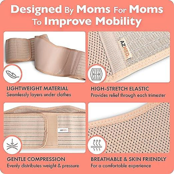 Maternity Girdle Maternity Pustende Bekken Ryggstøtte Stropp One Size (Tilfeldig Farge Beige/Svart), One Size, 1