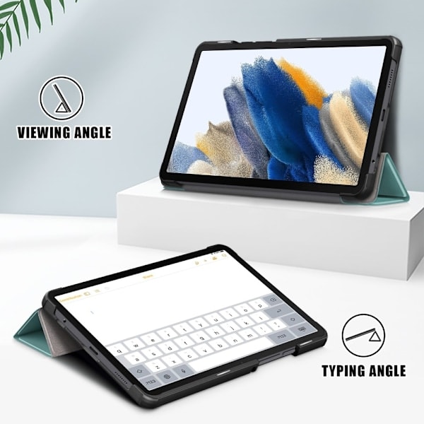 Samsung Galaxy Tab A9 Deksel Tri-Fold PU Lær Sortgrønn