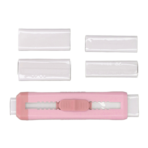 Double-sided Push-Pull Eraser, Portable ABS Shell, Retractable Eraser, School Supplies for Students, Pink