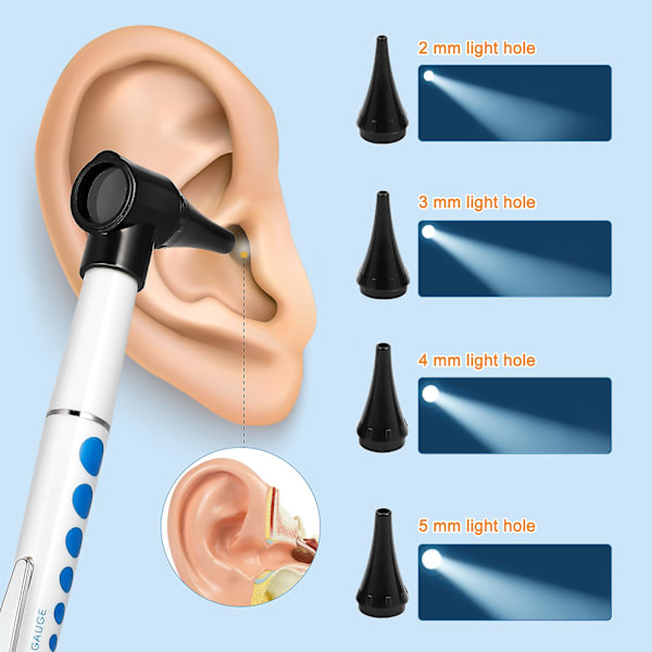 1 Set Diagnostiskt Öroninspektionsomfång Led Öronkontroll Öronspeculum Otologisk Vårdomfång Öron Otoskop Set