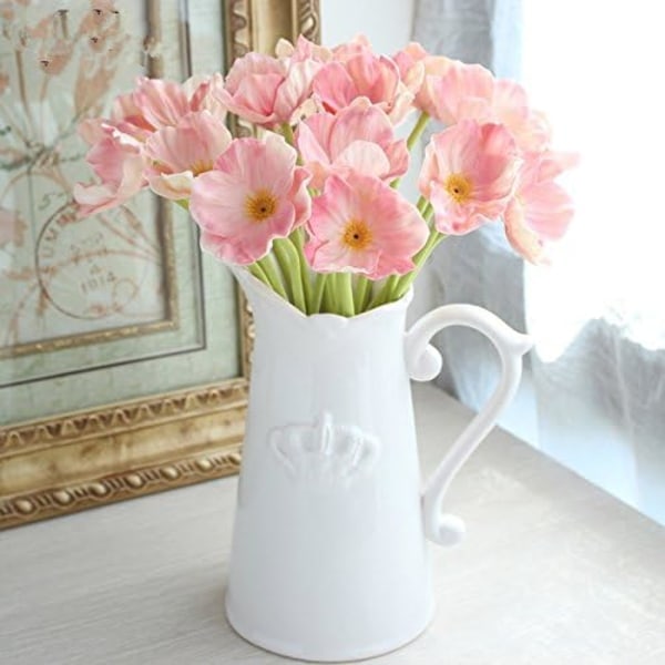 10 stk kunstige valmuefrø Kunstige blomster for bryllup ferie brudebukett hjemmefestdekor (rosa)