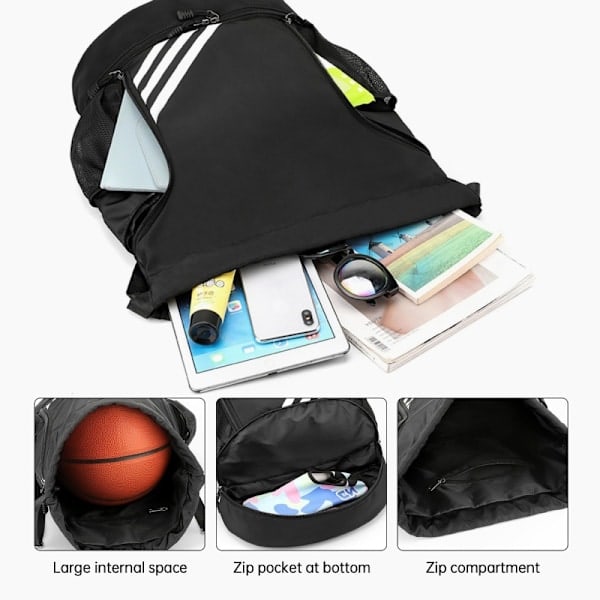 Dragsko Ryggsäck, Vattentät Sportryggsäck, Med Skofack och Vattenflaskfickor i Mesh, för Sport, Skola, Strand, Semester, Simning, Resor