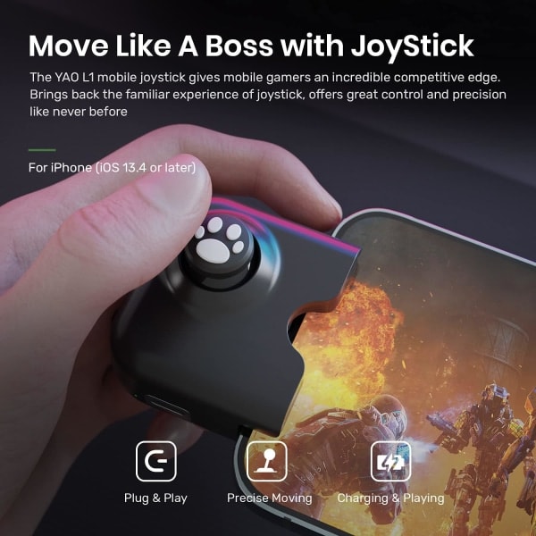 Mobil spilcontroller Joystick til iPhone (iOS 13.4 eller nyere, til iOS-mobilspil)