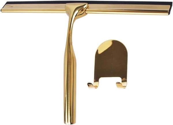 Guld rustfrit stål bruseskraber 9,8\" – med holder, ingen boring, til badeværelsesglas