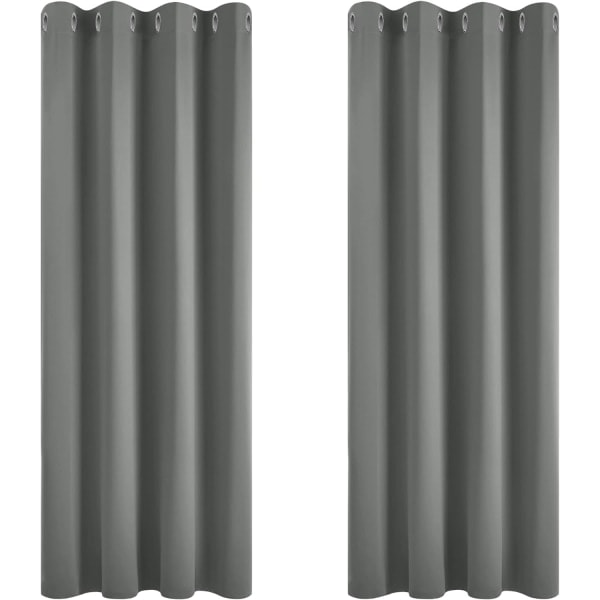 Harmaat pimennysverhot 117 x 137 cm Metallirenkailla Superpehmeät lämpöeristetyt makuuhuoneen verhot Olohuoneen pimennysverhot Harmaa 2 paneelia