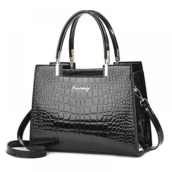 Damhandväska Plånbok Blank Lackläder Krokodil Mönster Topphandtag Handväska Satchel Väskor Dragkedja Medium Tote Bag