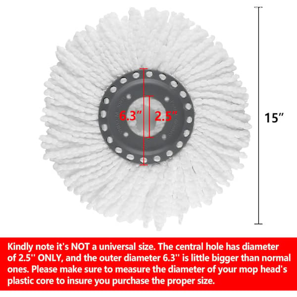 3-pak Premium Erstatningsmoppehoveder til 360° Roterende Rund Spin Magic Mop Mikrofiber (Hvid)[PL]