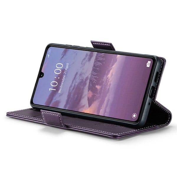 CASEME Xiaomi Redmi 13C 4G Kotelo RFID Litsi Nahka Lila