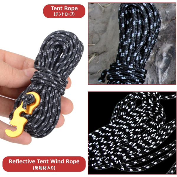 Reflekterande Guy Ropes 3mm Tältlinor 3m / 11.8ft för Tältcamping, Fästa Tältdukar, Utomhusförpackning (Gul 8-pack)