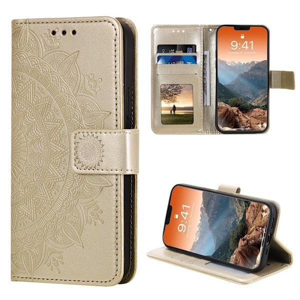 iPhone 12 / 12 Pro - Mandala Etui - Guld Guld Guld
