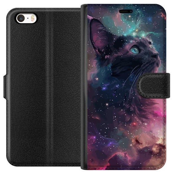 Apple iPhone SE (2016) Lompakkokotelo Kissa Galaksissa
