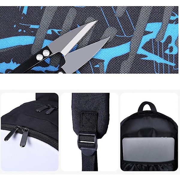 Ryggsäck 3D-tryckt Graffiti Ryggsäcksset Skolväska