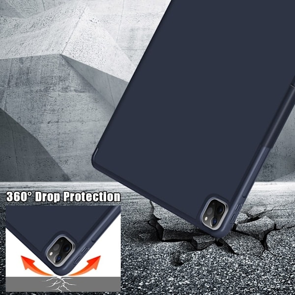 iPad Pro 12.9 (2018/2020/2021) - Origami Læder Etui - Mørkeblå Mørkeblå