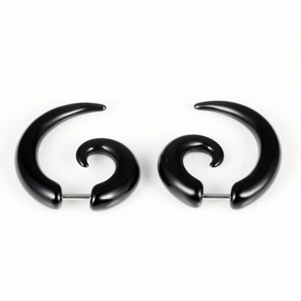 Trendy cool punk øreringe i sort med nitter, 2,4 cm * 2,2 cm【PL】