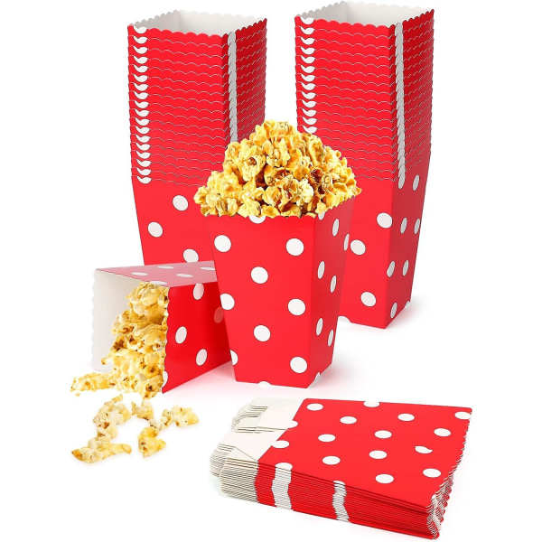 40st Mini Popcorn lådor - Röda pappersgodisbehållare för fester