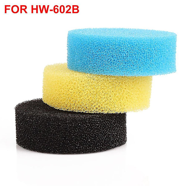 3-pack Akvarium Filterreservdelar Filtersvamp för Sunsun HW-602B 603B