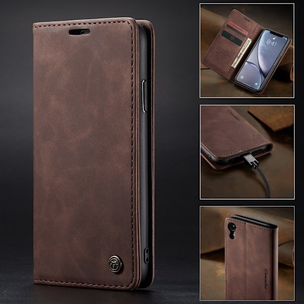 iPhone XR - CASEME Retro Plånboksfodral - Mörkbrun