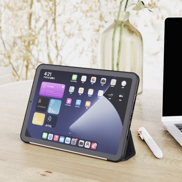 iPad Mini 2024/2021 Kotelo Ohut Kolmiosainen Taitettava Musta