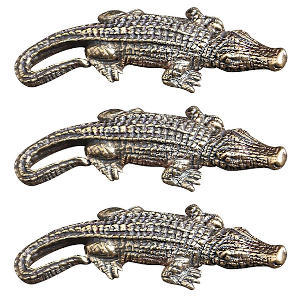 3 st Brass Retro Alligator DIY Nyckelring Berlocker Skrivbords Dekorationer i Mässing