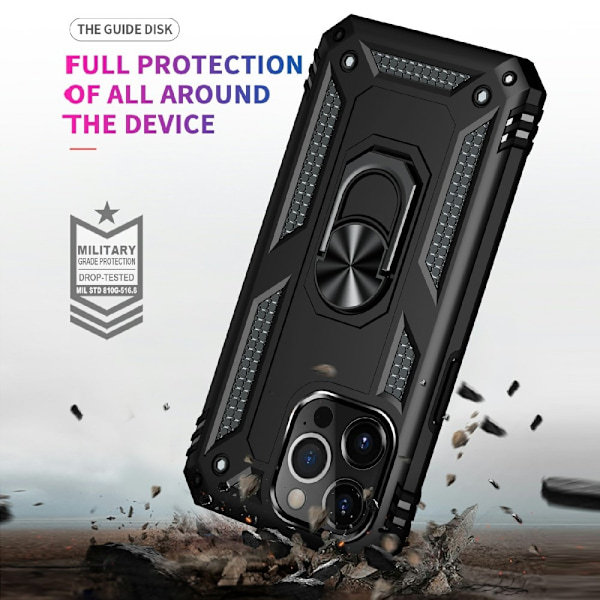 iPhone 13 Pro Max - Støtsikkert Hybrid Armor Ring Deksel - Svart