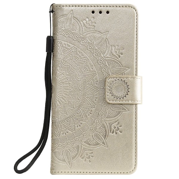 iPhone 13 - Trykt Mandala Læder Etui - Guld