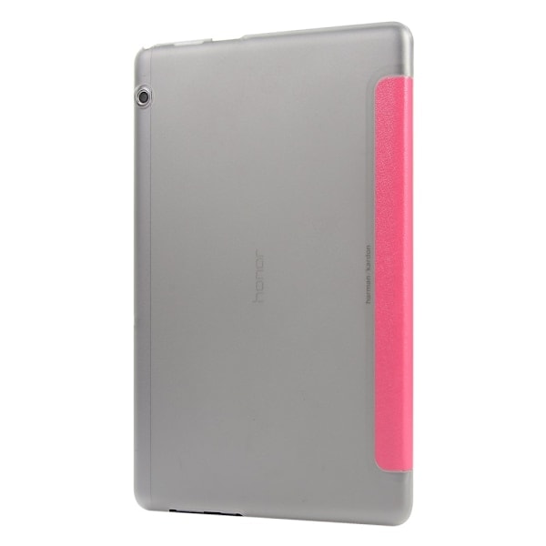 Huawei MediaPad T5 10 - Ohut Tri-Fold Kotelo - Vaaleanpunainen Pinkki Ruusu