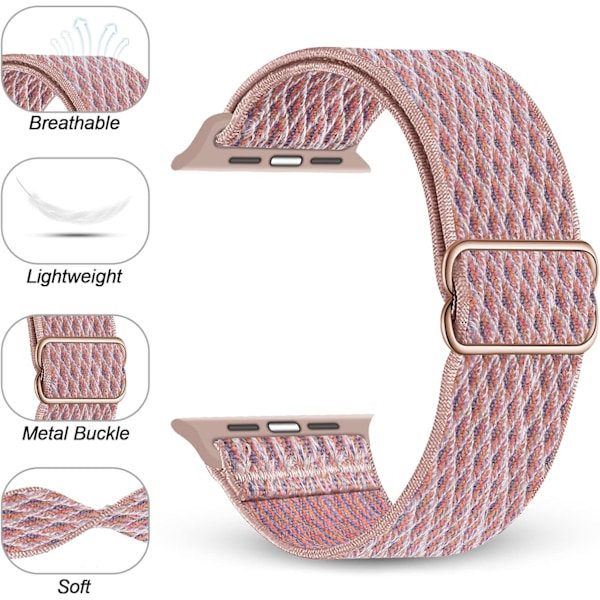 Strækbart nylonbånd kompatibelt med Apple Watch 38 mm 15-pak - Grid 15-pak - Grid 42 mm/44 mm/45 mm