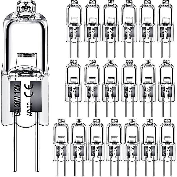 20 stk. G4 Halogenpære 20w Dc12v Innendørs Halogen G4 Lampe Krystallpære