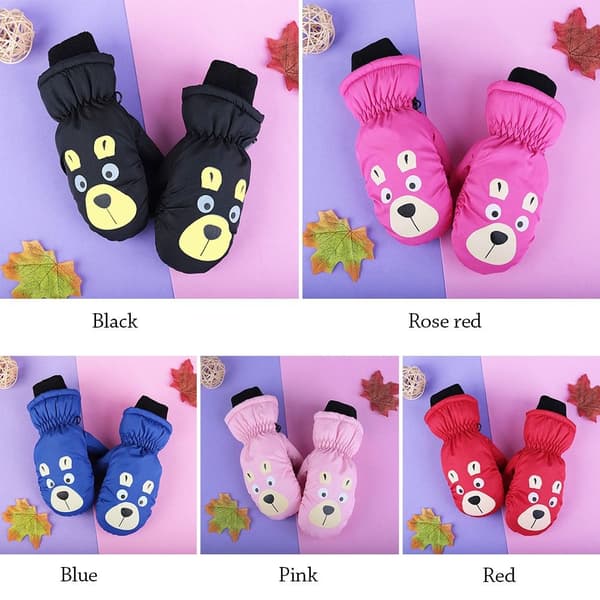 Skihansker for barn, vanntette votter, ROSE RED