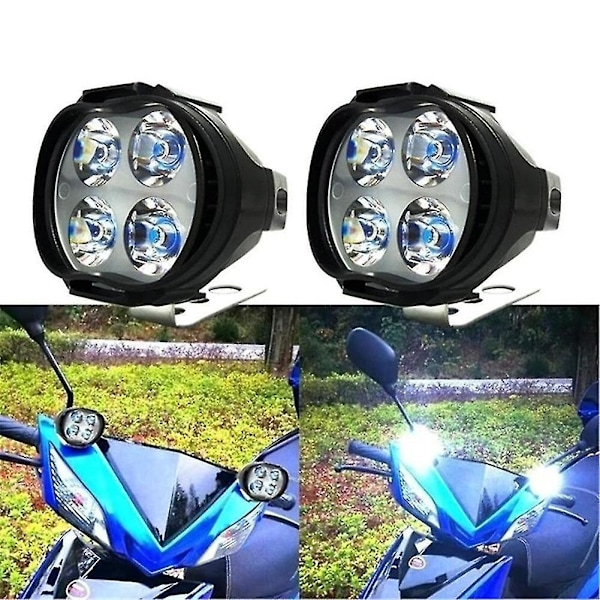 Super Ljus 12W Motorcykel Motorcykel Körning Framstrålkastare 4-LED Spotlampa