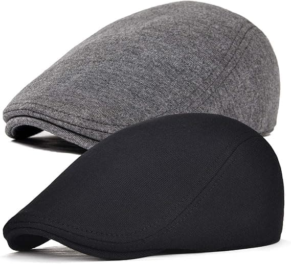 2-pack bomullsmössor för män, mjuka taximössor, basker