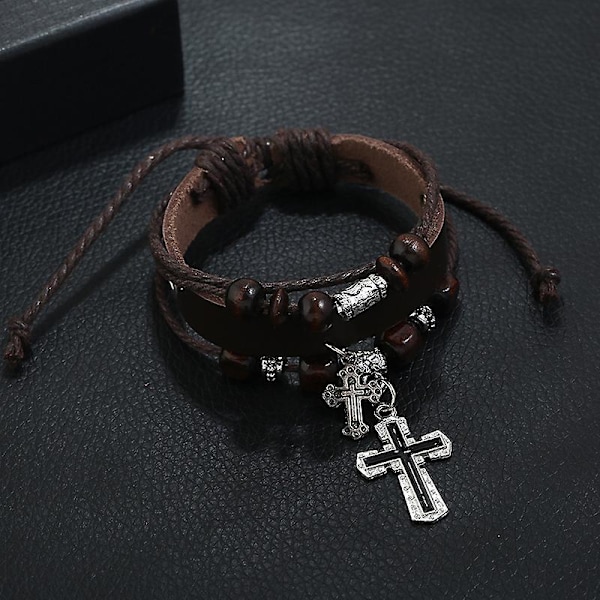 9 st flätade läderarmband för män och kvinnor, manschettarmband, justerbara