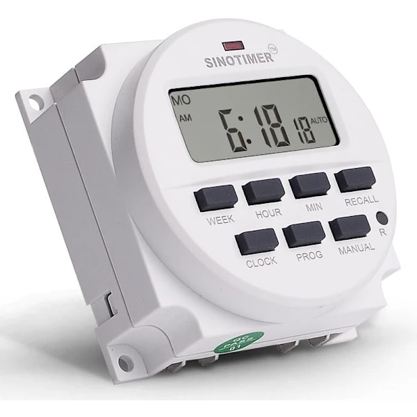 7-dagars Programmerbar Timer 220V DC med 12/24h Klocka, 1.6  \"