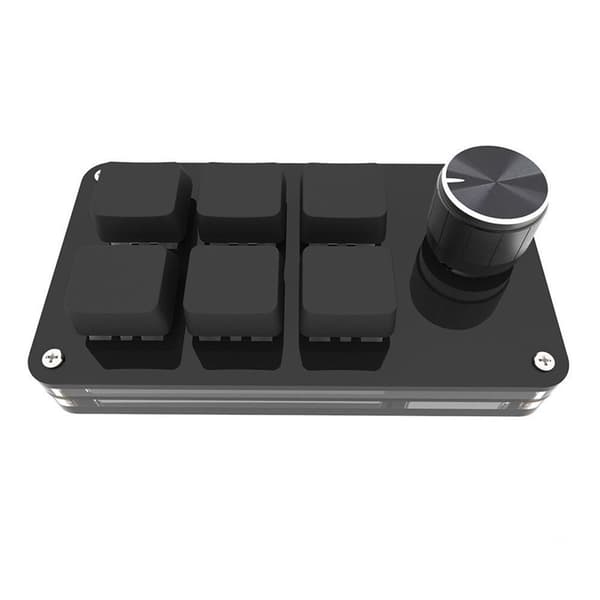 Mini 6-tangenters programmerbart mekaniskt USB-tangentbord med anpassade genvägar och vridknapp för Windows, Linux och macOS, svart