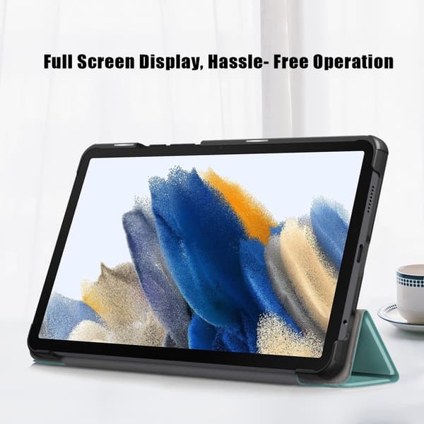 Samsung Galaxy Tab A9 Cover Tri-Fold PU Læder Sortgrøn
