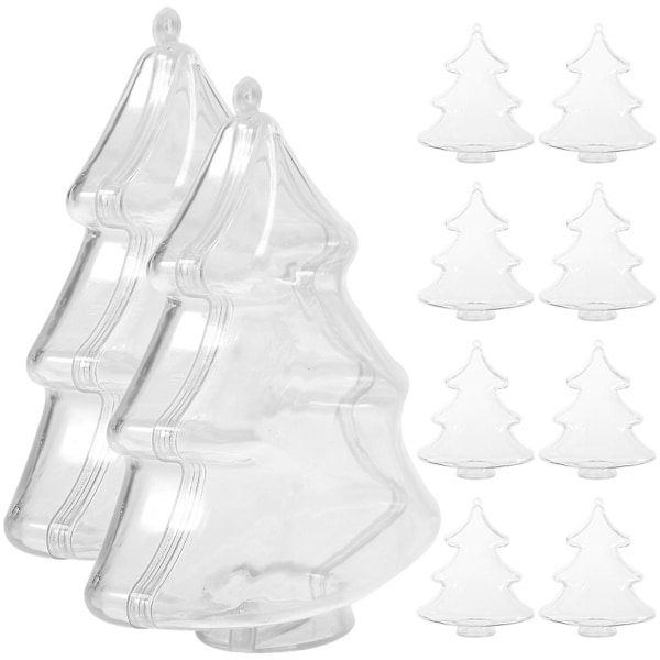10 stk 10 cm DIY Klar Plast Fyllbar Juletreformet Kule Håndverk Ornament Dekorasjoner