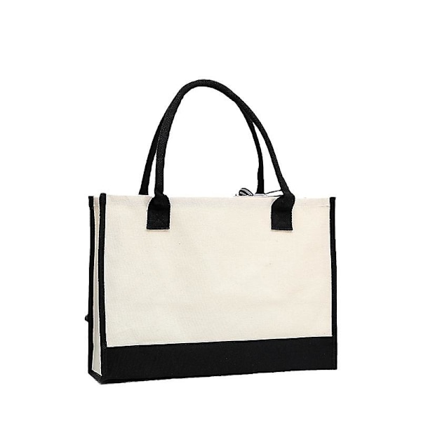 1 st. Personlig Initial Canvas Strandväska, Monogrammerad Present Tote Bag för Kvinnor, 43*20*30cm
