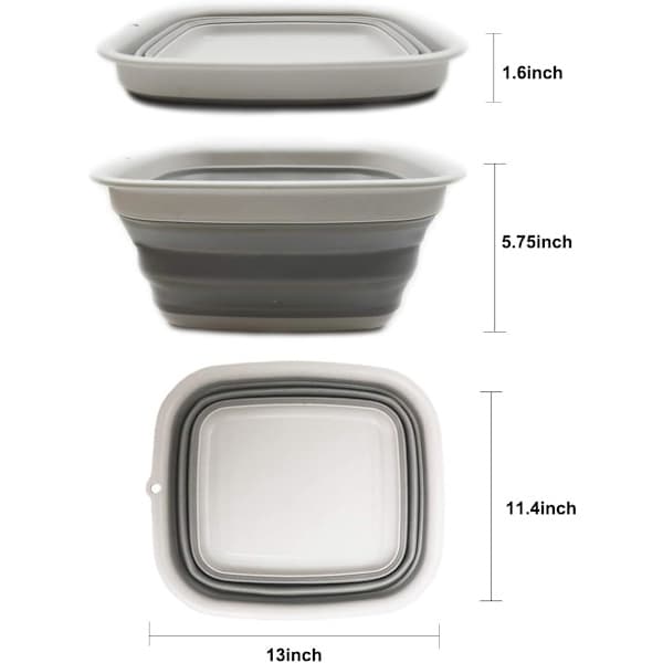 7,7 L (2 gallon) sammenleggbart badekar - sammenleggbart badekar - bærbar vaskebalje - plassbesparende plastbadekar (grå)【pl】