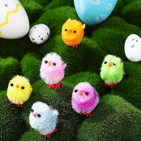18 st Easter Mini Kycklingar Fuzzy Kycklingar Fluffiga Easter Kycklingar Falska Easter Kycklingar Easter Kycklingar Dekorationer
