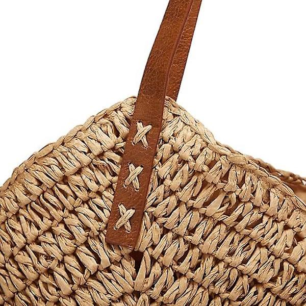 Sommar Casual Halm Tote Bag Stor Kapacitet Vävd Axelväska för Sommarstrandsemester