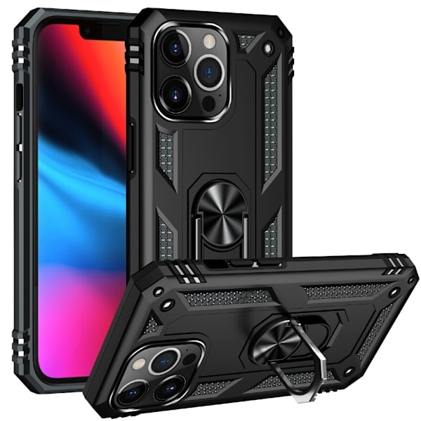iPhone 13 Pro Max - Støtsikkert Hybrid Armor Ring Deksel - Svart