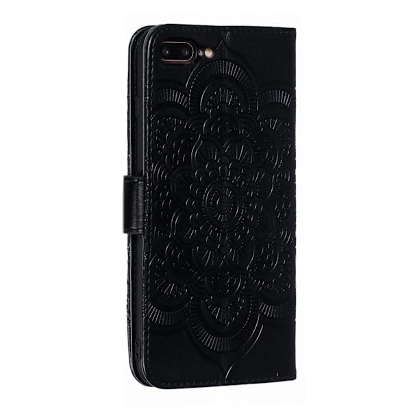iPhone 7/8 Plus - Mandala Pung Etui - Sort Black Sort