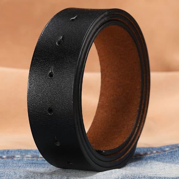 Ægte læderbælte uden spænde 01 Sort 3.8cm[PL]