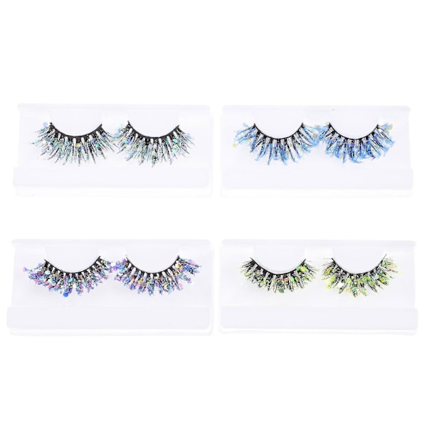 4 Par Glitterögonfransar Färgade Falska Ögonfransar Makeup Ögonfransar Falska Fransar