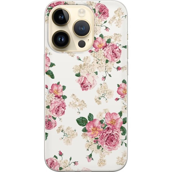 Apple iPhone 14 Pro Transparent skal Retro Blommor