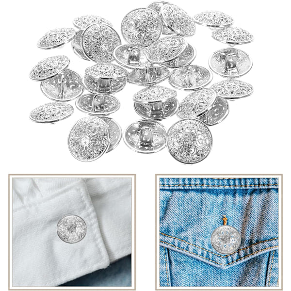 30 stk. kortarmet knapper opp retro klesknapper bukser knapp dekorative knapper runde metallknapper sy knapper, 20 mm