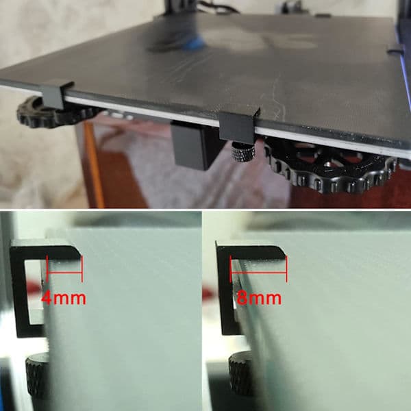 4 stk. glasbundsklemmer glashyldebeslag i aluminiumslegering varm bund glasplatform monteringssæt til 3D-printer justerbart 3D-printertilbehør,