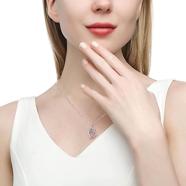 Halsband med hjärta och ros i sterling silver för kvinnor, födelsedags- och morsdagspresenter i smycken till mamma, fru och flickvän