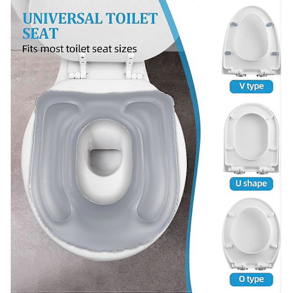 Puhallettava WC-istuin imukupeilla, puhallettava WC-istuimen pehmuste, korkeussäädettävä WC-istuin aikuisille senioreille häntäluukivun lievitykseen
