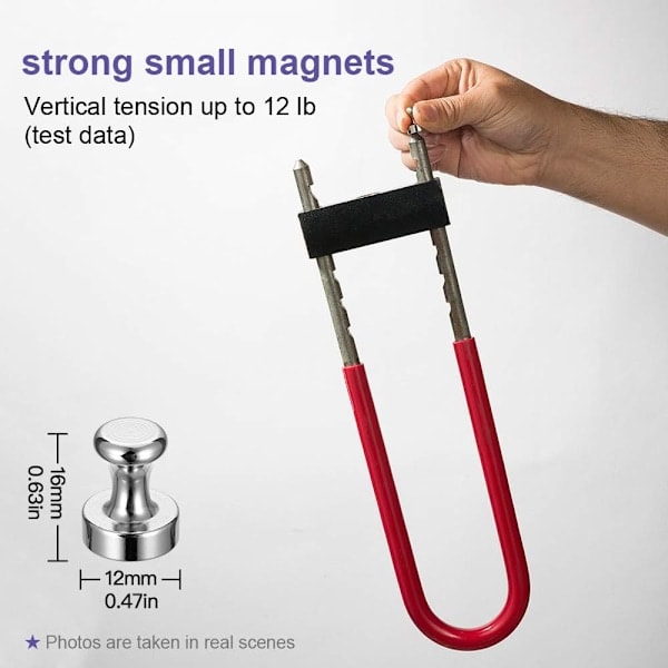 Vahvat jääkaappimagneetit, neodyymimagneettiset nastat magneettiselle valkotaululle, toimiston ilmoitustaululle, keittiökartalle, 12 kpl 12x16MM